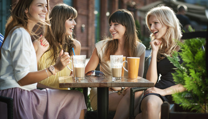 Four girls enjoying the meeting Four girls enjoying the meeting